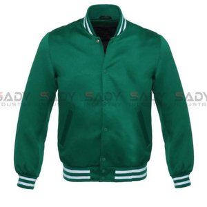 Hunter Green Satin Bomber Jacket (M/Sz 8-10)